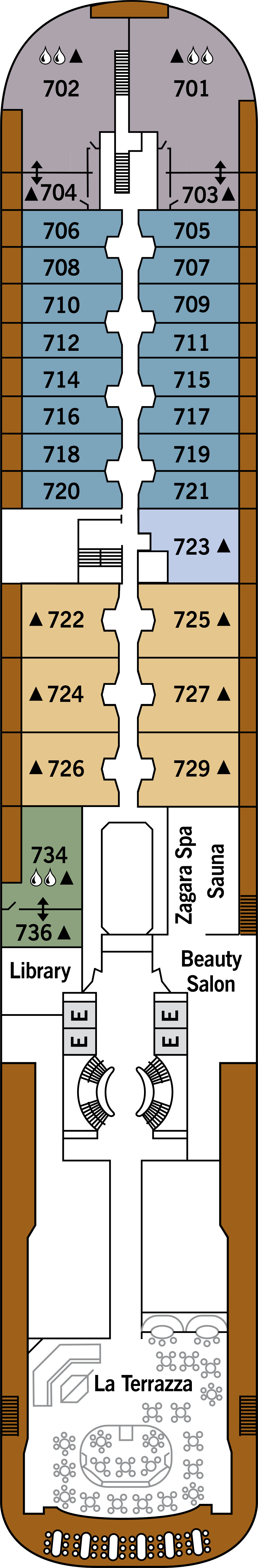 Deck 7 deck plan for Silver Cloud