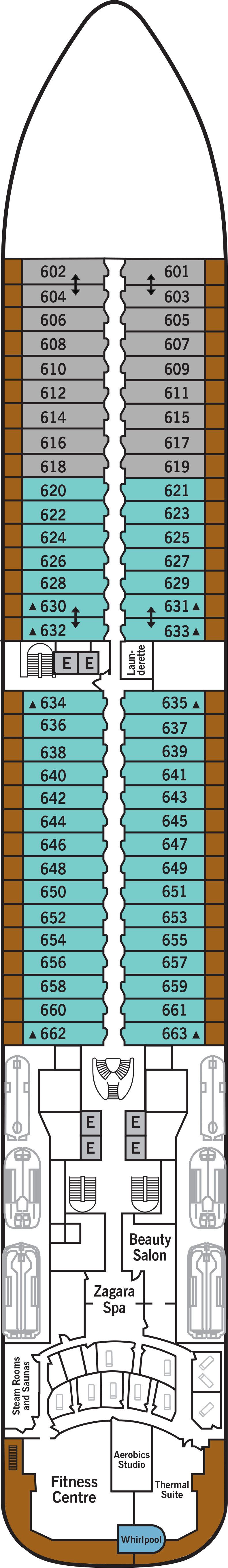 Deck 6 deck plan for Silver Muse