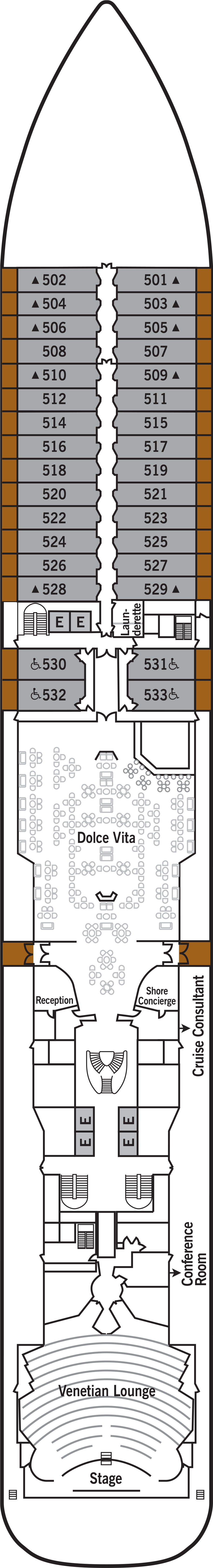Deck 5 deck plan for Silver Spirit