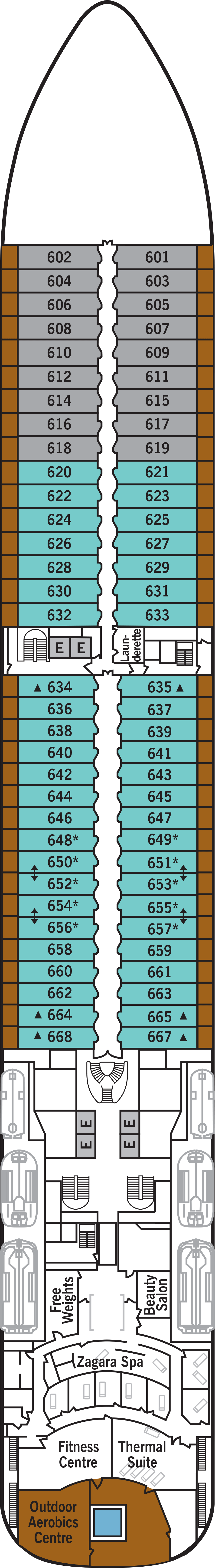 Deck 6 deck plan for Silver Spirit