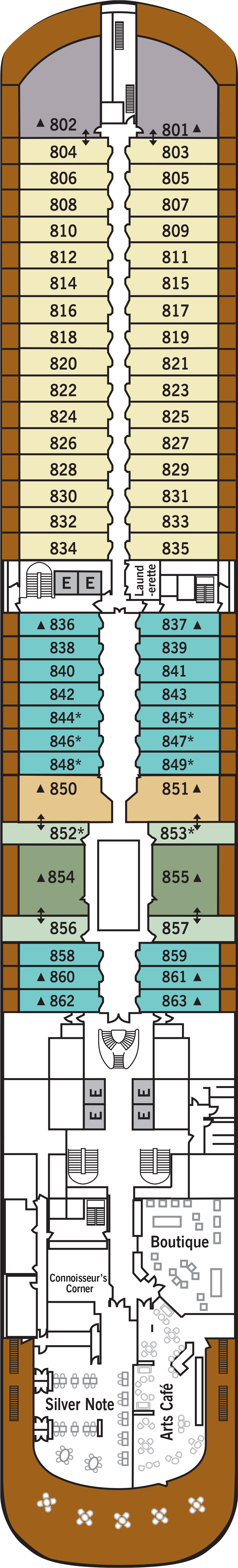 Deck 8 deck plan for Silver Spirit