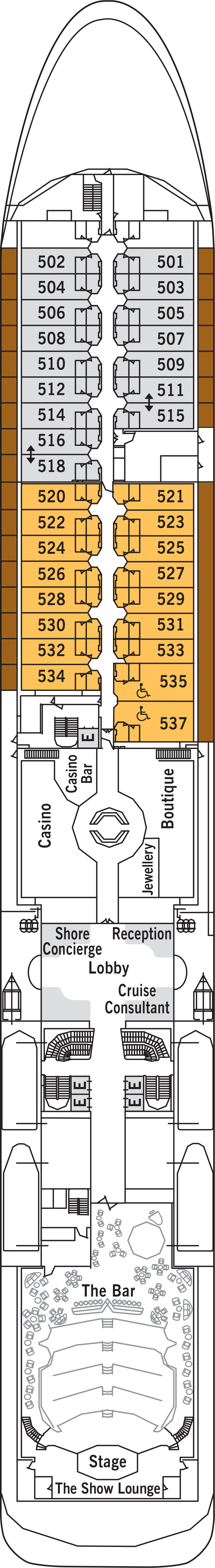 Deck 5 deck plan for Silver Whisper