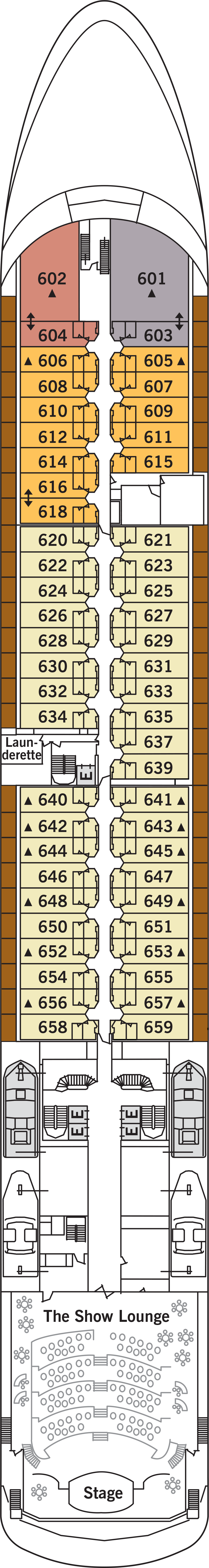 Deck 6 deck plan for Silver Whisper