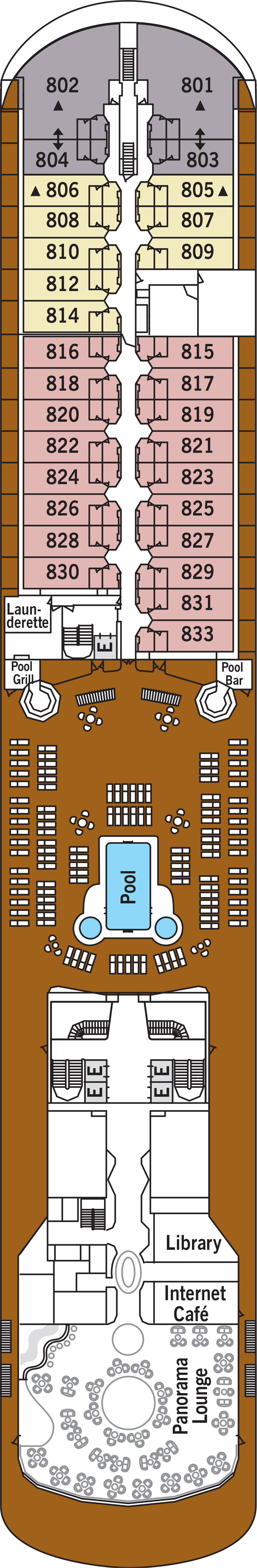 Deck 8 deck plan for Silver Whisper