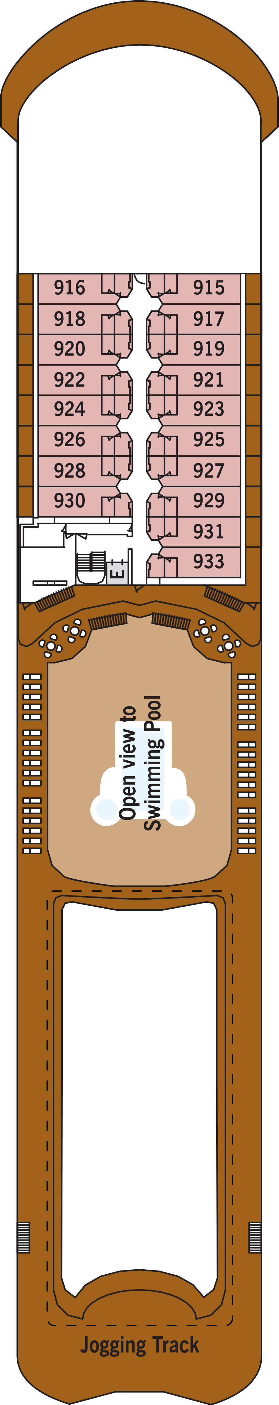 Deck 9 deck plan for Silver Whisper