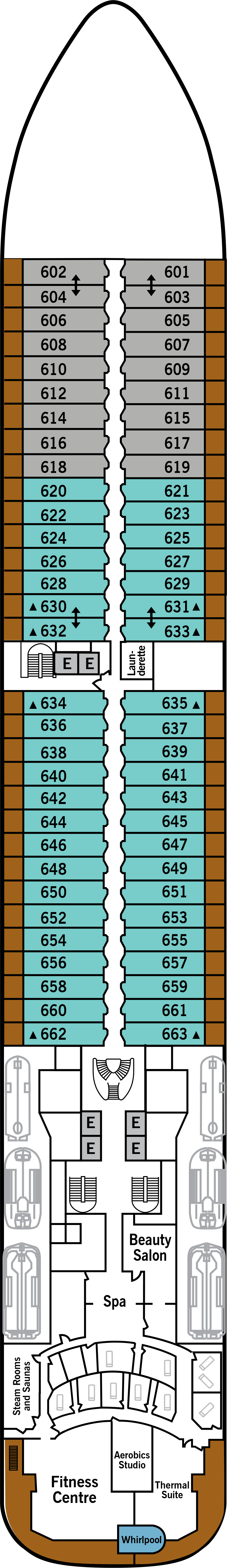 Deck 6 deck plan for Silver Moon