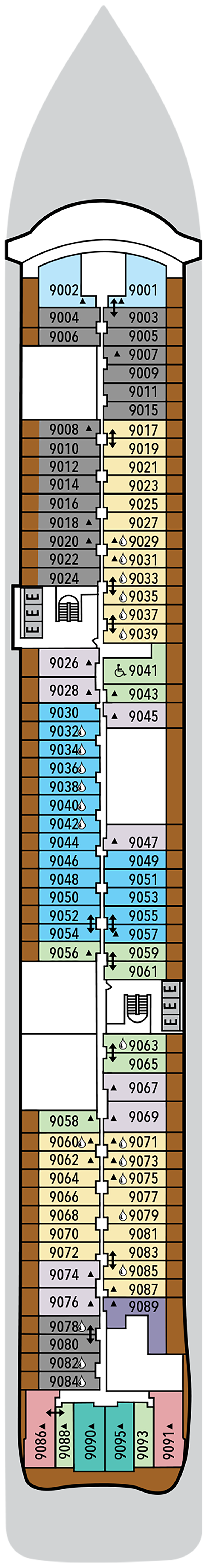 Deck 9 deck plan for Silver Nova
