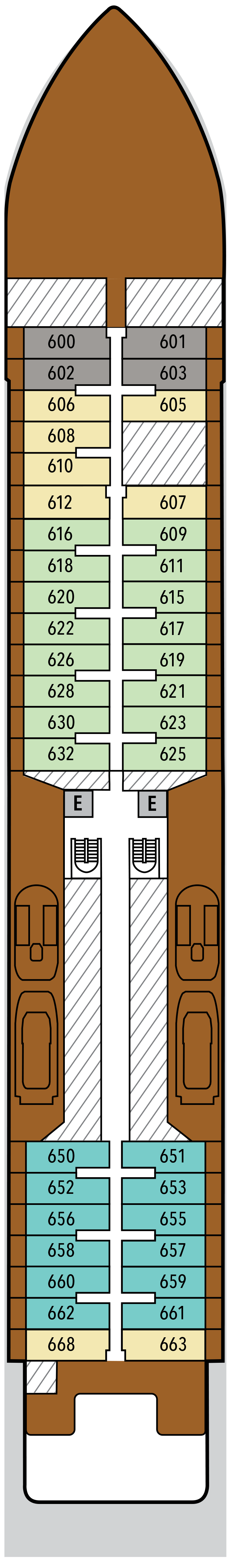 Deck 6 deck plan for Silver Endeavour