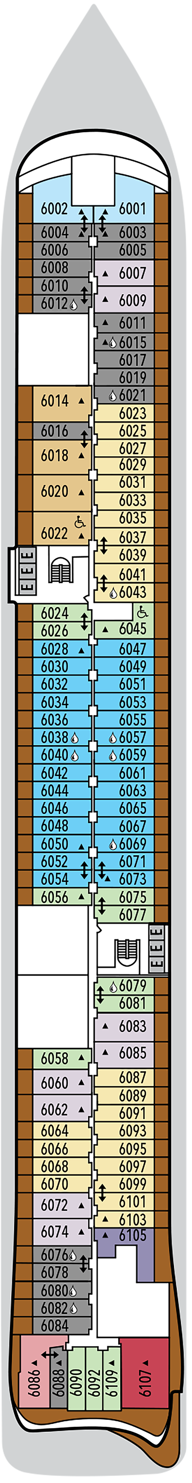 Deck 6 deck plan for Silver Ray