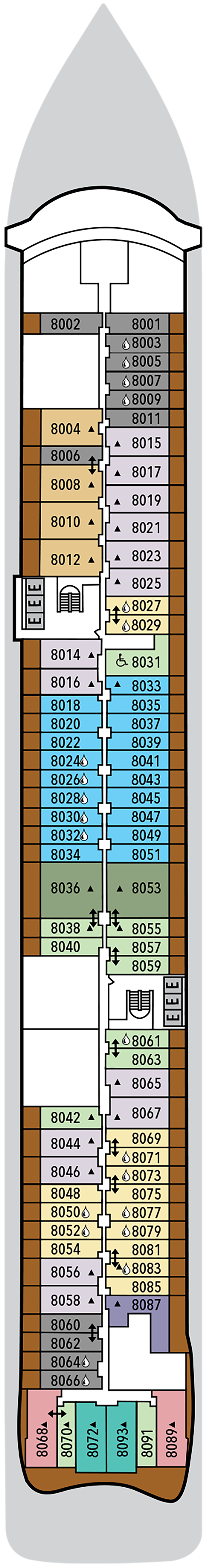Deck 8 deck plan for Silver Ray