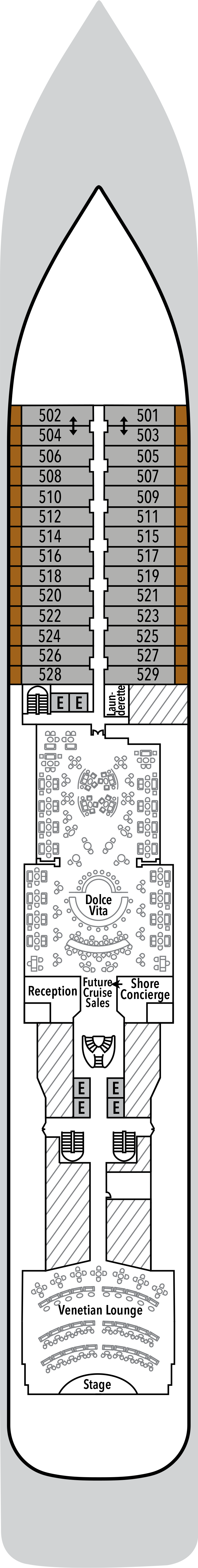 Deck 5 deck plan for Silver Dawn