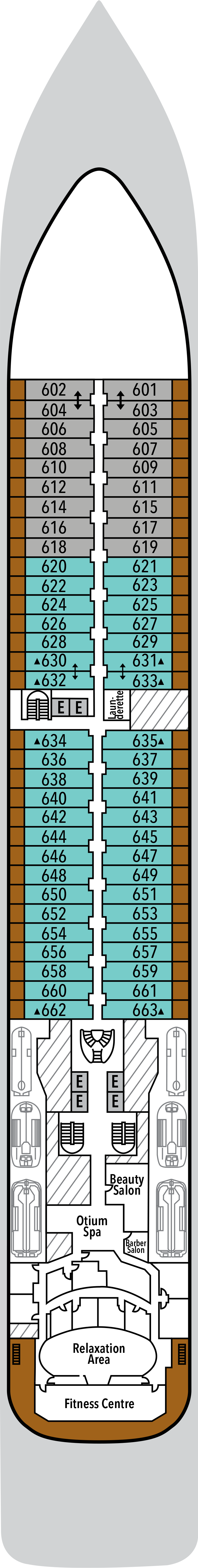 Deck 6 deck plan for Silver Dawn