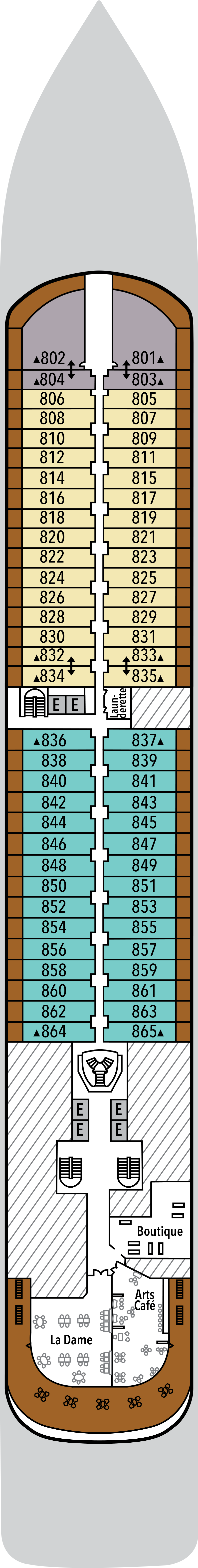 Deck 8 deck plan for Silver Dawn
