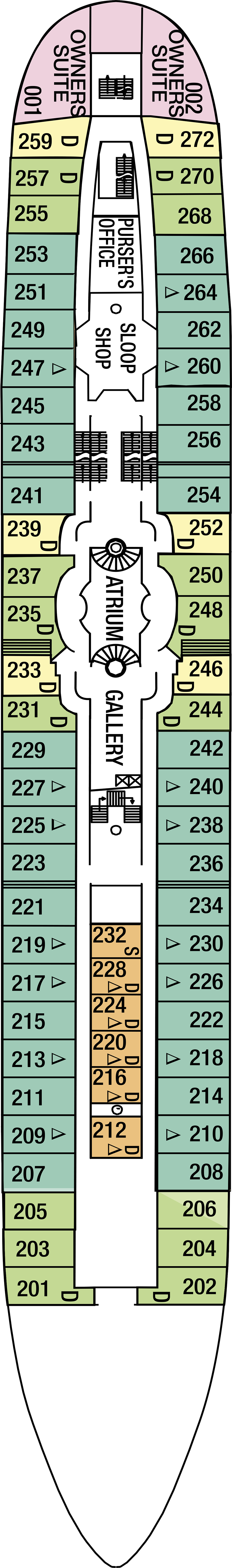 Clipper (Deck 2) deck plan for Royal Clipper