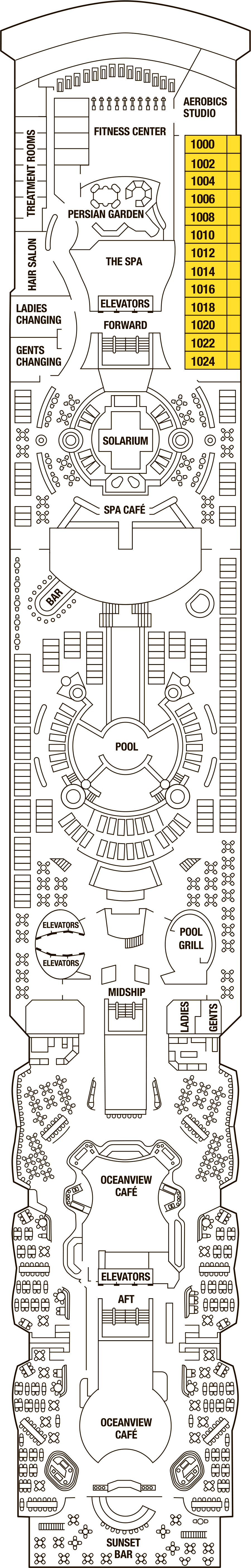 Deck 10 deck plan for Celebrity Millennium