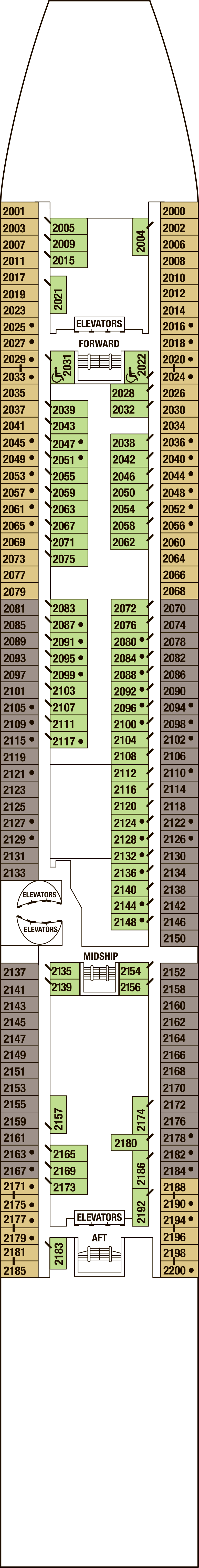 Deck 2 deck plan for Celebrity Millennium