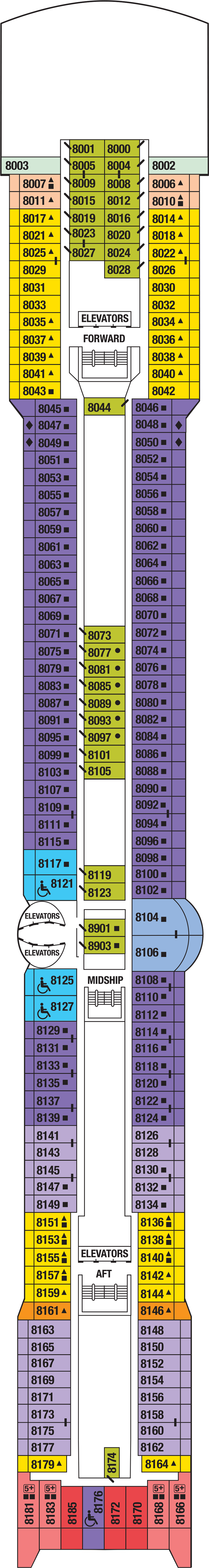 Deck 8 deck plan for Celebrity Millennium