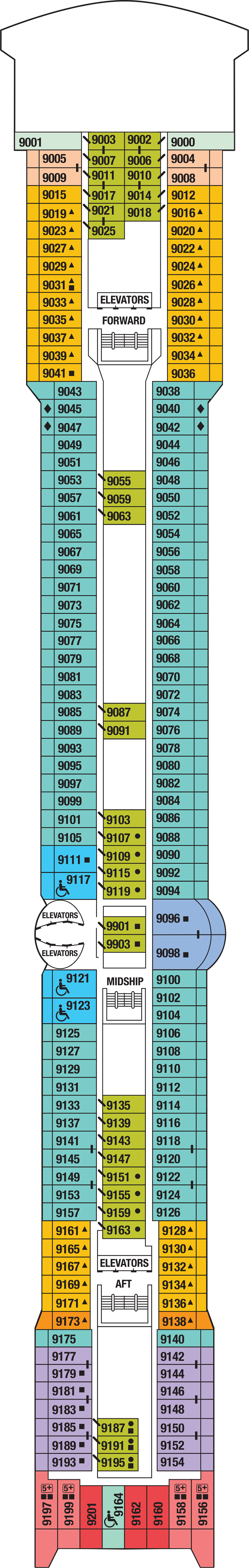 Deck 9 deck plan for Celebrity Millennium