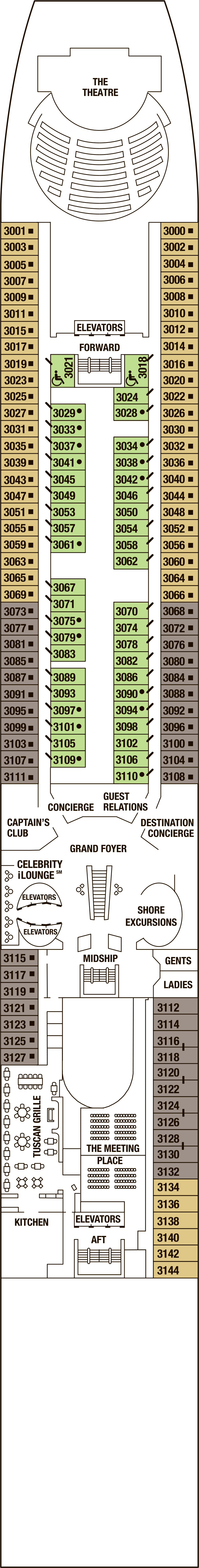 Deck 3 deck plan for Celebrity Summit