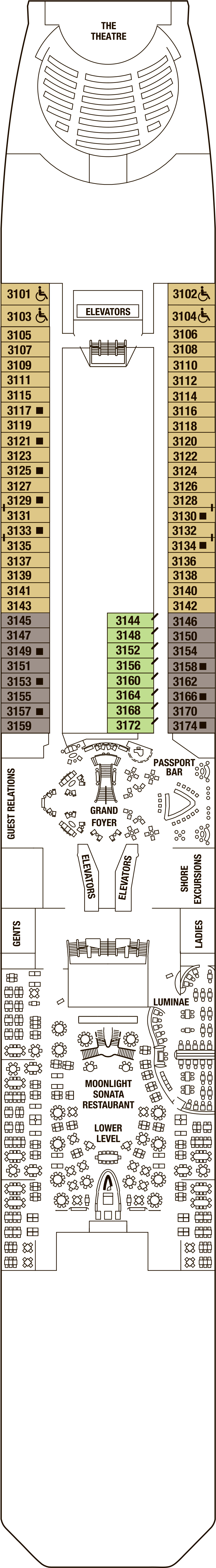 Deck 3 deck plan for Celebrity Eclipse