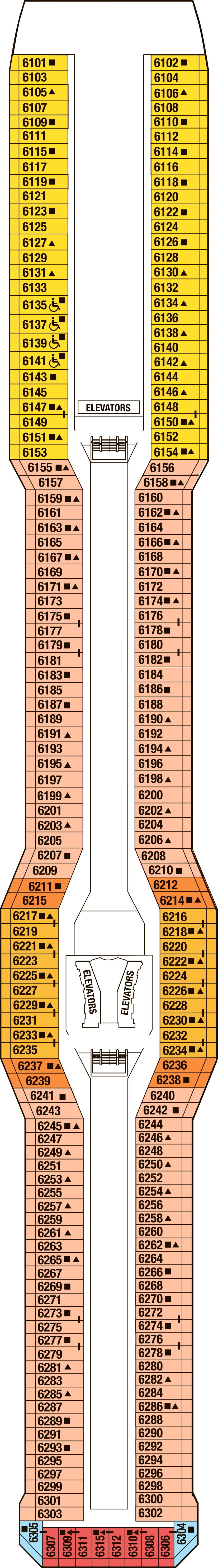 Deck 6 deck plan for Celebrity Eclipse