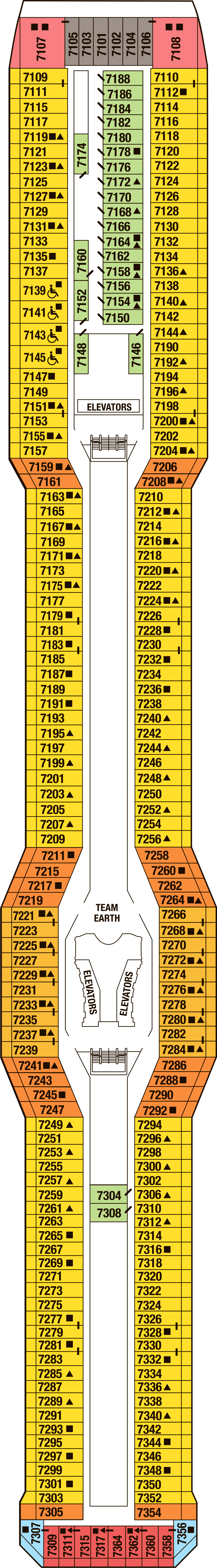 Deck 7 deck plan for Celebrity Eclipse
