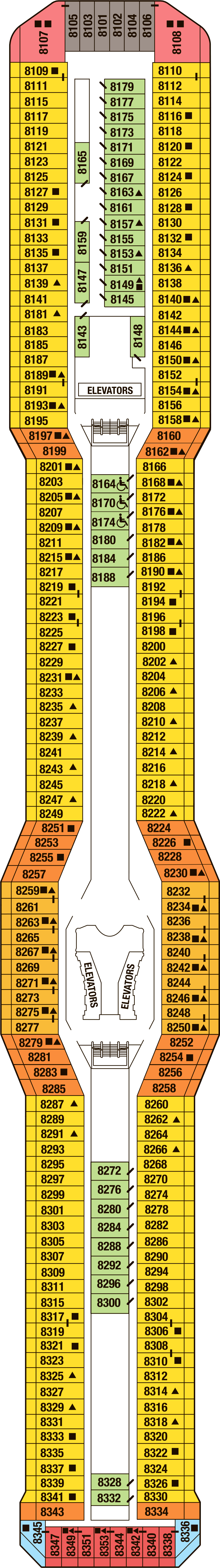 Deck 8 deck plan for Celebrity Eclipse