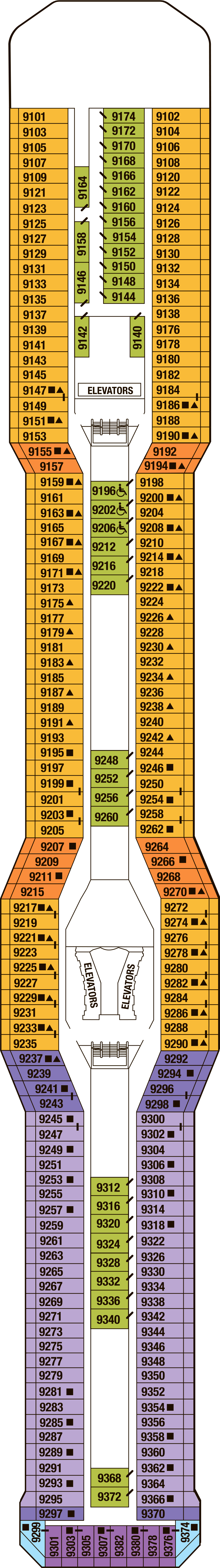 Deck 9 deck plan for Celebrity Eclipse