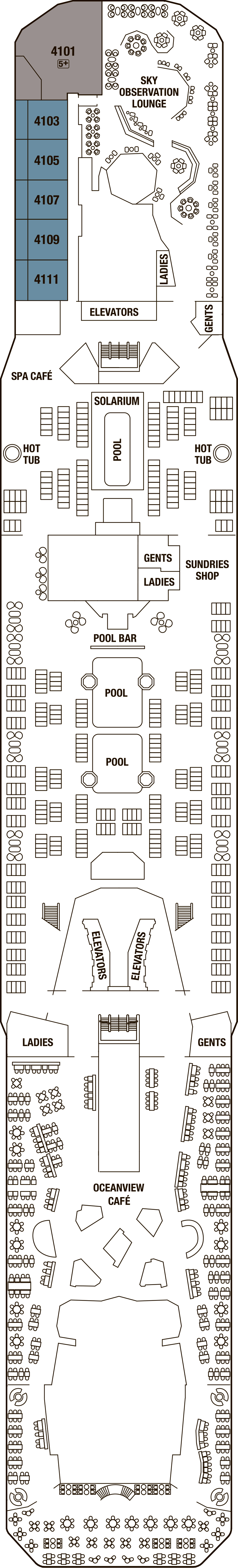 Deck 14 deck plan for Celebrity Reflection