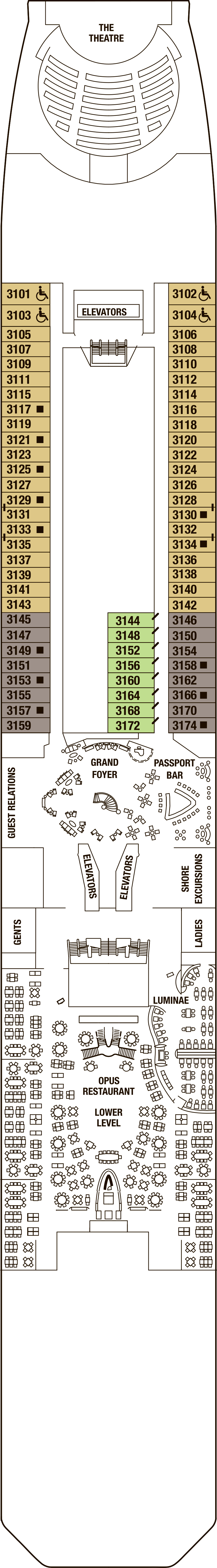 Deck 3 deck plan for Celebrity Reflection