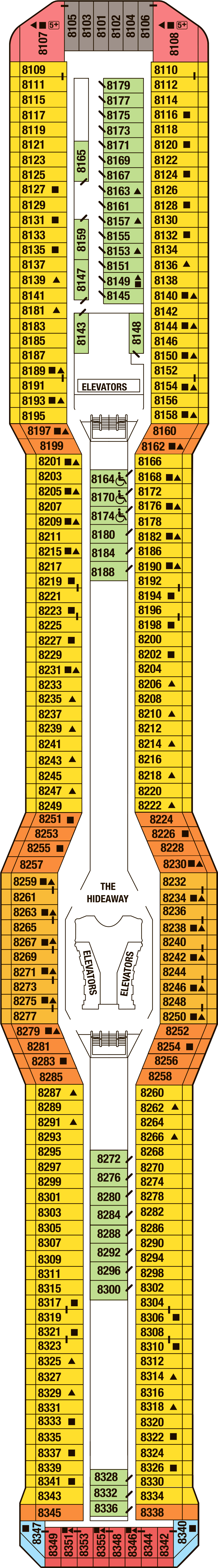 Deck 8 deck plan for Celebrity Reflection
