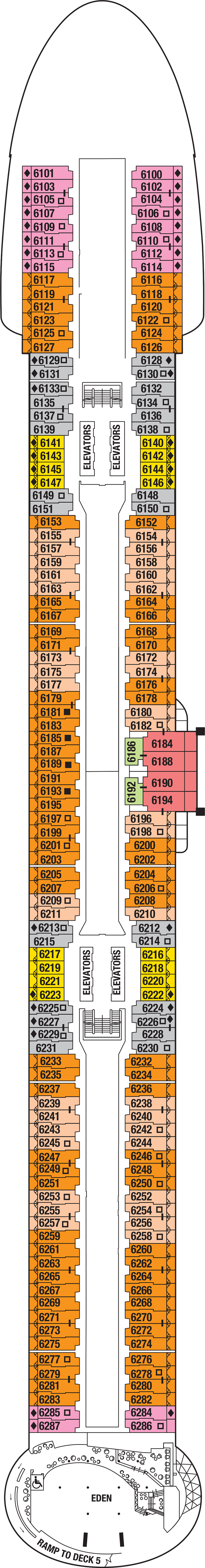Deck 6 deck plan for Celebrity Edge