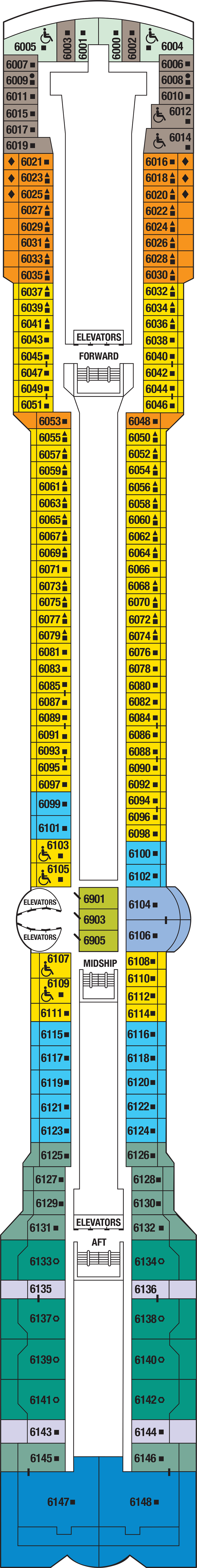 Deck 6 deck plan for Celebrity Constellation