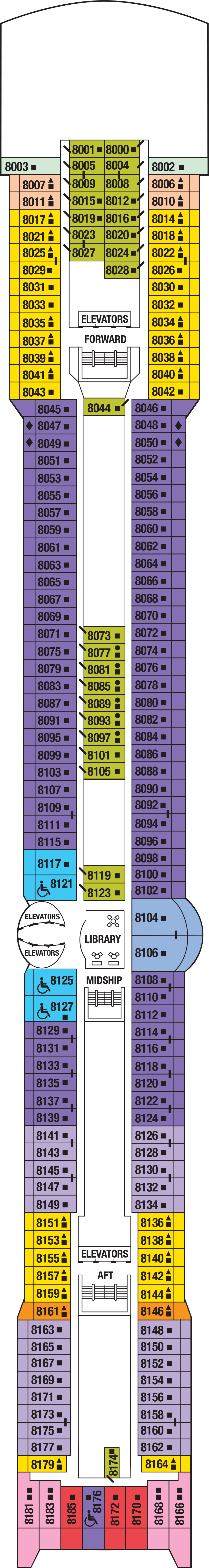 Deck 8 deck plan for Celebrity Constellation