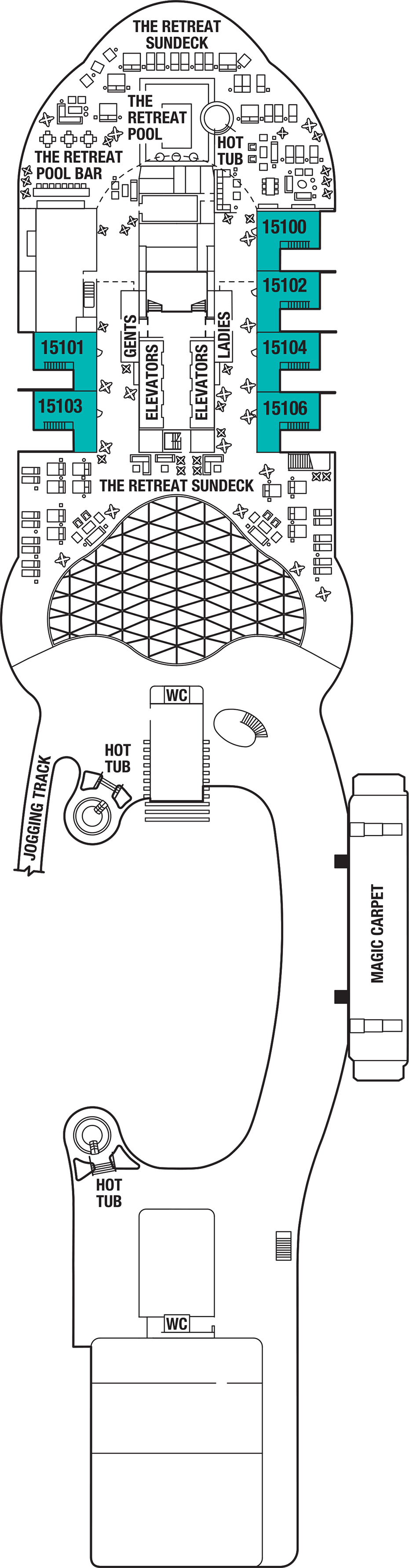 Deck 16 deck plan for Celebrity Apex