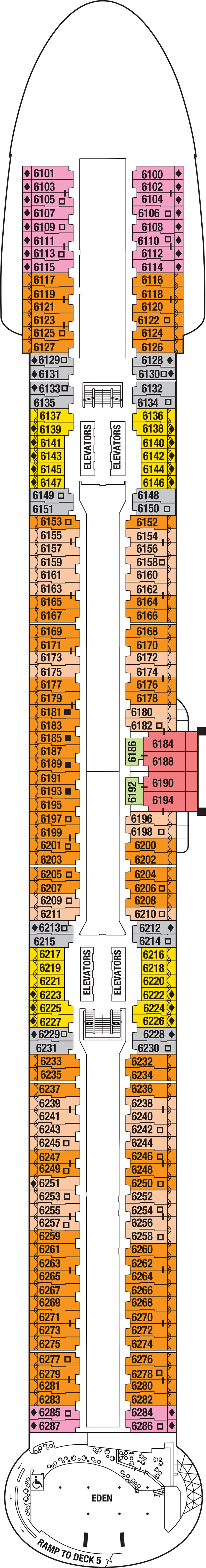 Deck 6 deck plan for Celebrity Apex