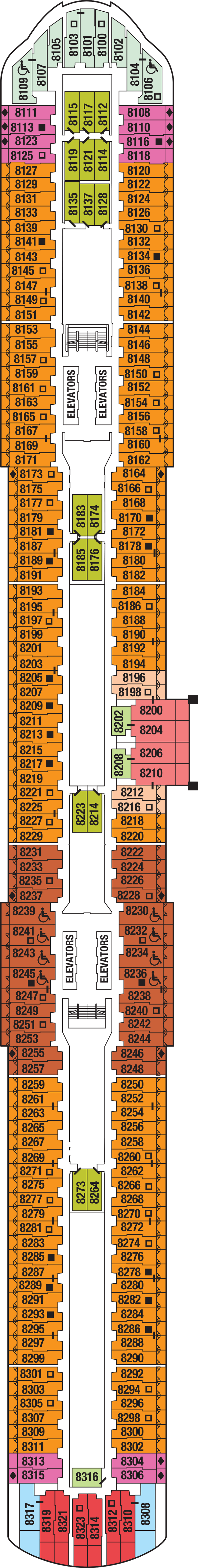 Deck 8 deck plan for Celebrity Apex