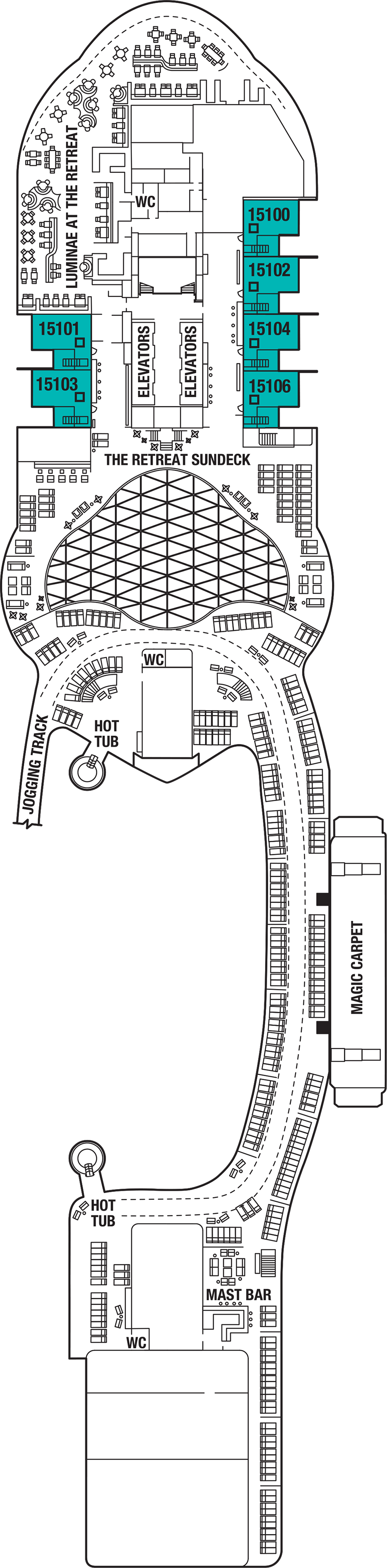 Deck 16 deck plan for Celebrity Beyond