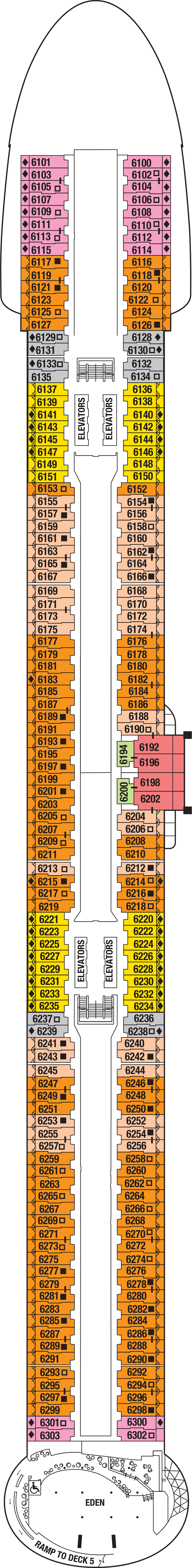 Deck 6 deck plan for Celebrity Beyond