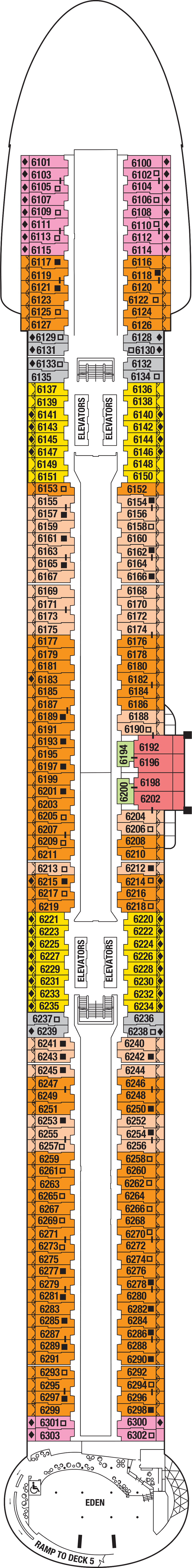 Deck 6 deck plan for Celebrity Ascent