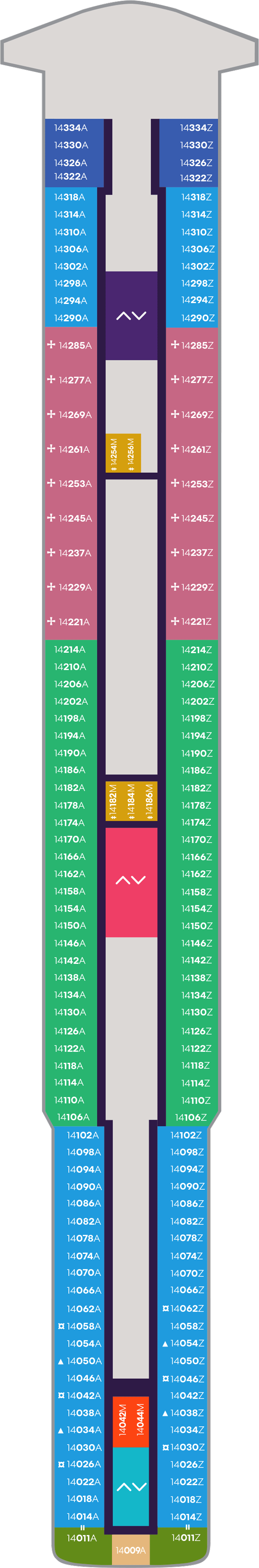 Deck 14 deck plan for Scarlet Lady