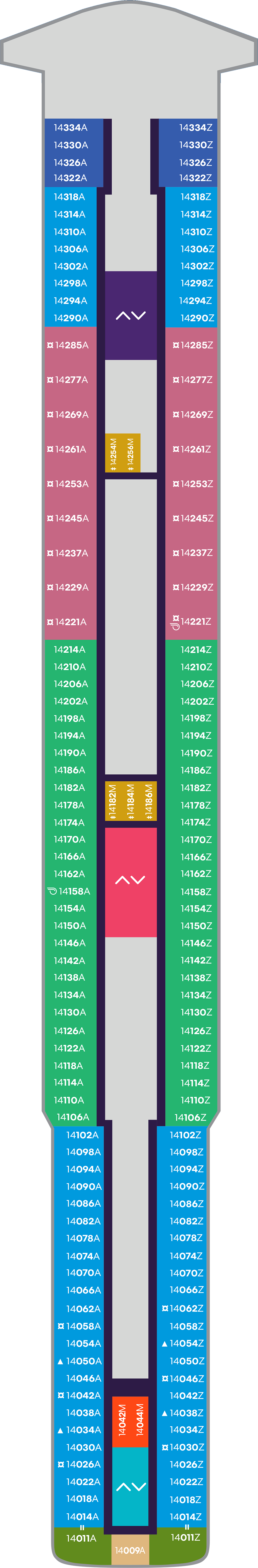 Deck 14 deck plan for Valiant Lady