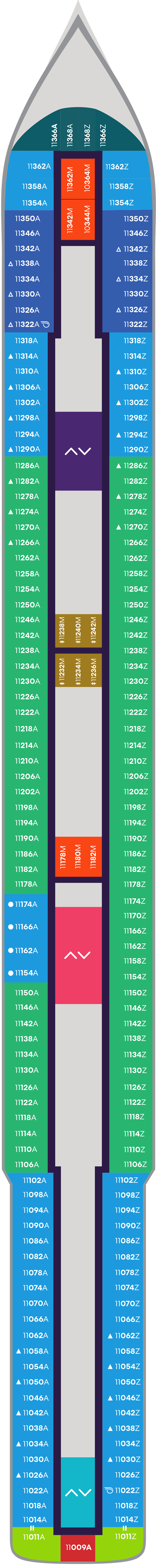 Deck 11 deck plan for Resilient Lady