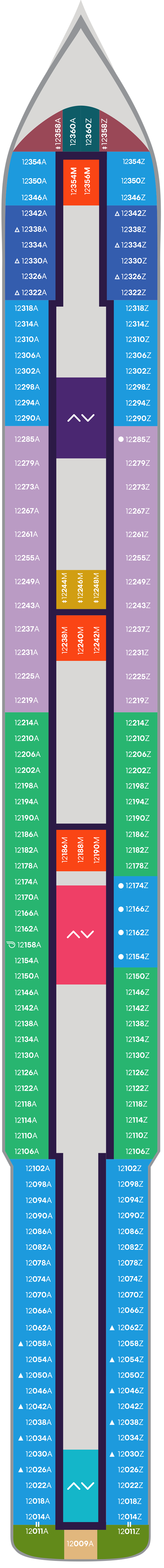 Deck 12 deck plan for Resilient Lady