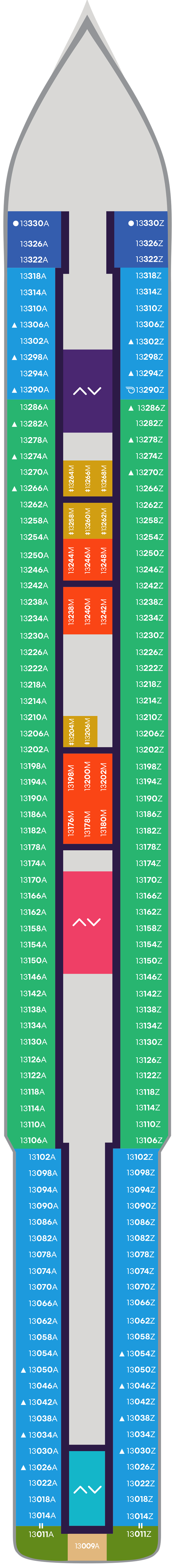 Deck 13 deck plan for Resilient Lady