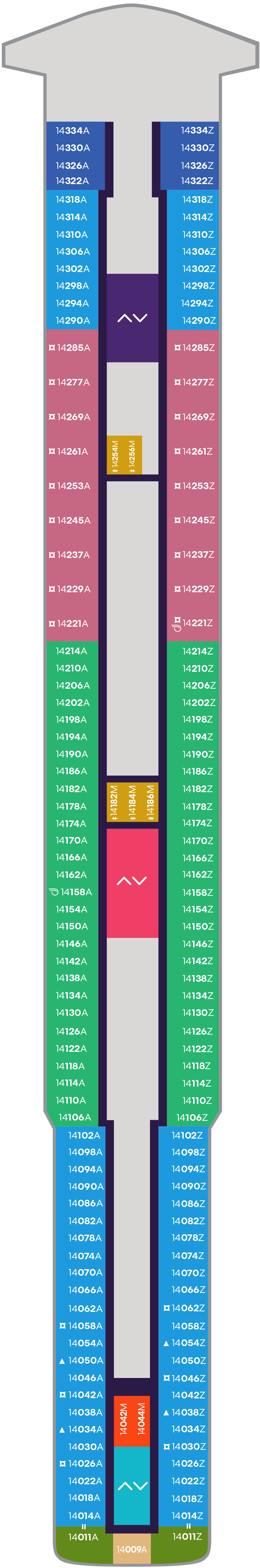 Deck 14 deck plan for Resilient Lady