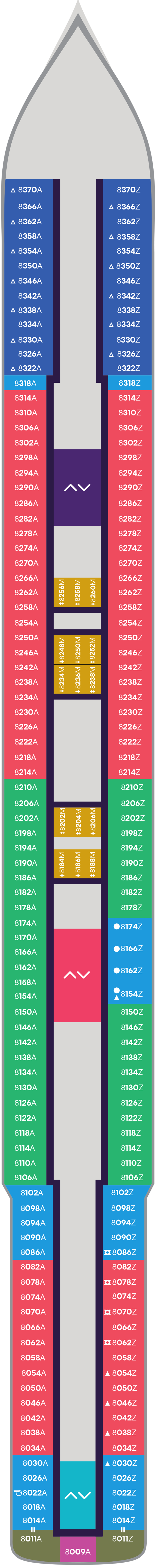 Deck 8 deck plan for Resilient Lady