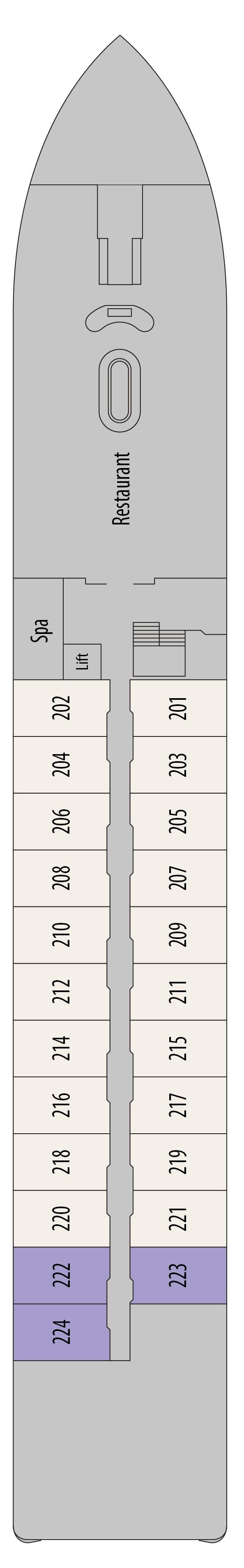 Main (Deck 2) deck plan for MS Douro Splendour