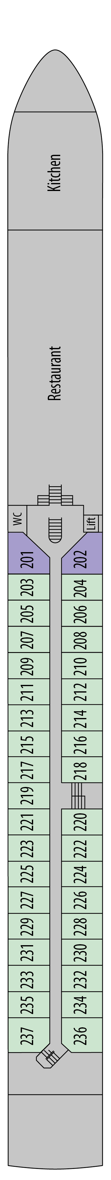 Ruby (Deck 2) deck plan for MS Robert Burns