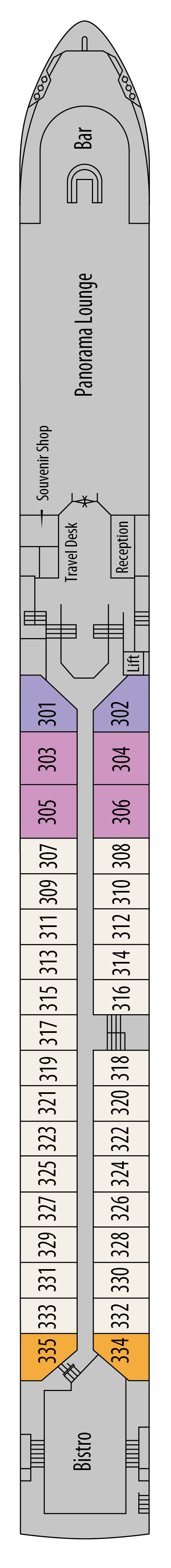 Diamond (Deck 3) deck plan for MS Robert Burns